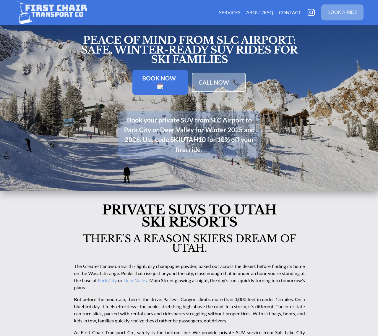 First Chair Transport website